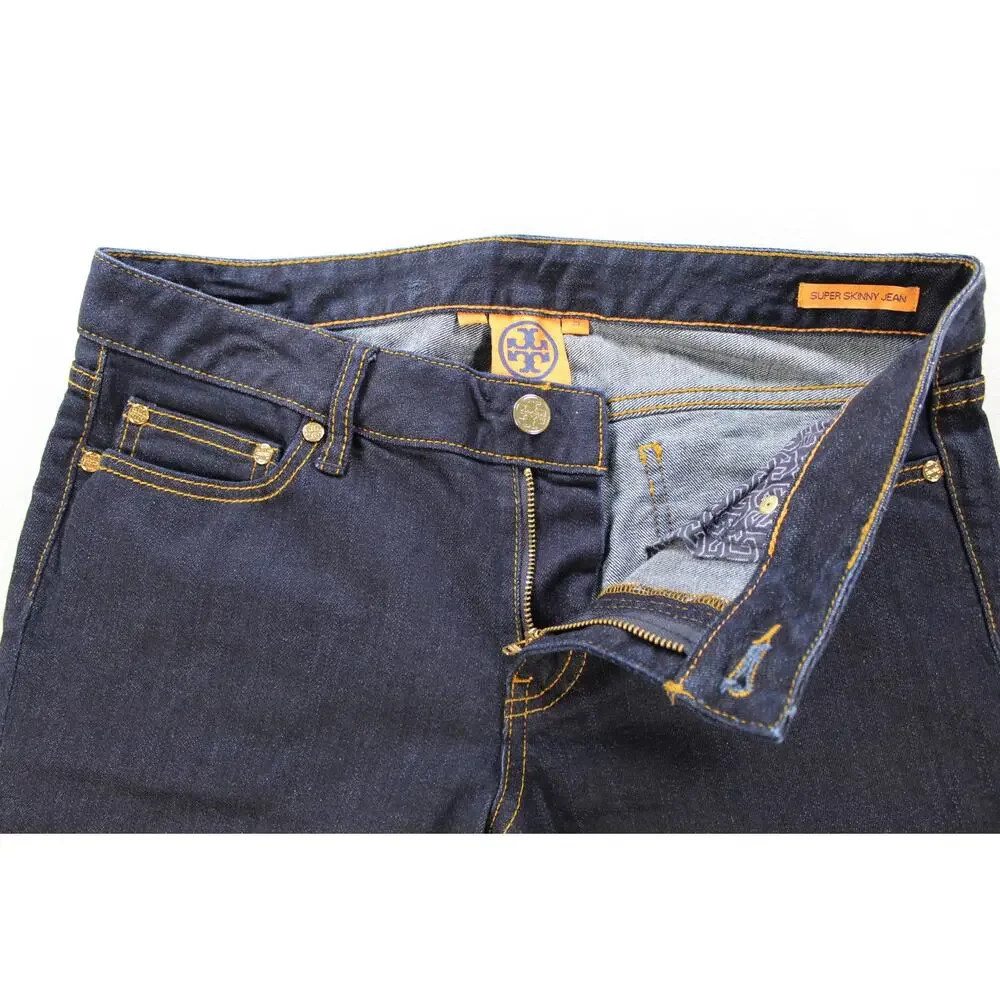 Tory Burch Super Skinny Jeans Women's 29 Dark Wash Gold Hardware